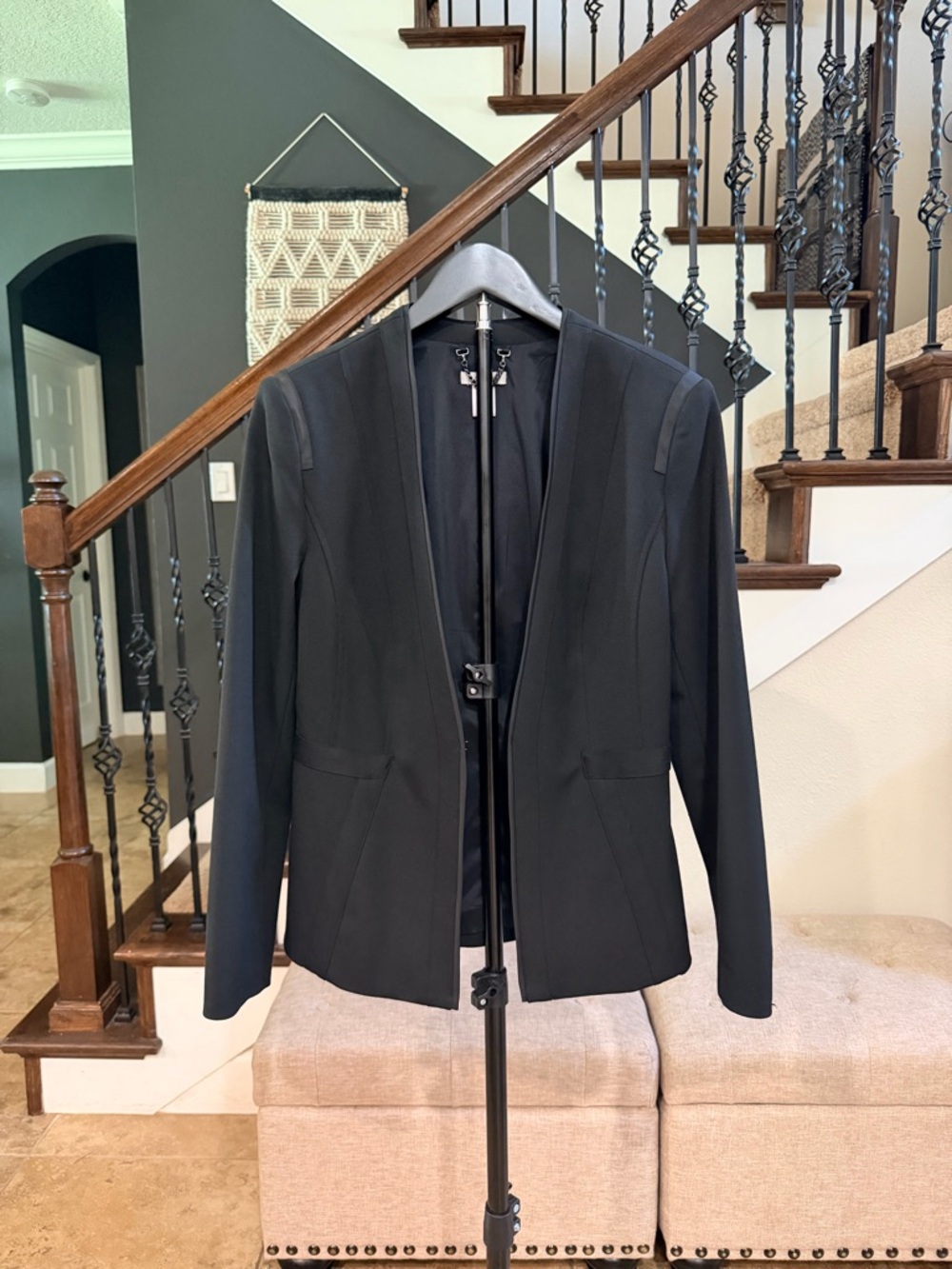 Cache Black Open Collar Blazer Jacket